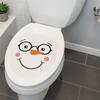 2PCS/SET Self-adhesive Toilet Seat Sticker Waterproof Cartoon Wall Sticker Removable Snowman Pattern Toilet Decoration Sticker