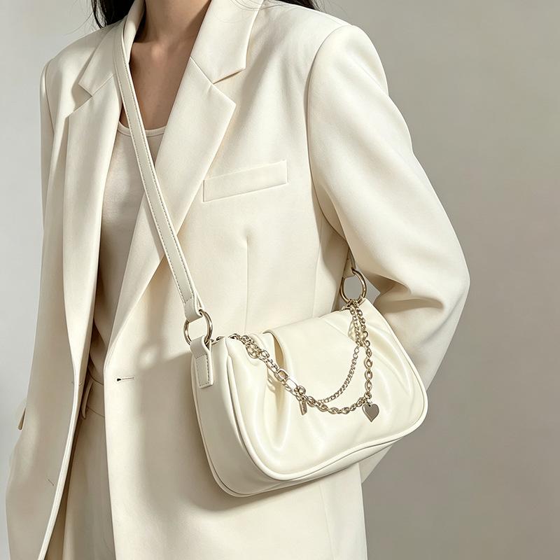 Cloud Underarm Bag Pleated Soft Leather Shoulder Bag Summer Small Fresh Women's Messenger Chain Woven Handbag Versatile