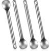 Hoolerry 4 Pieces Camping Spoon Long Handle Spoon Titanium Spoon Lightweight Ultralight Portable Flatware Soup Spoon Utensil for Outdoor Camping