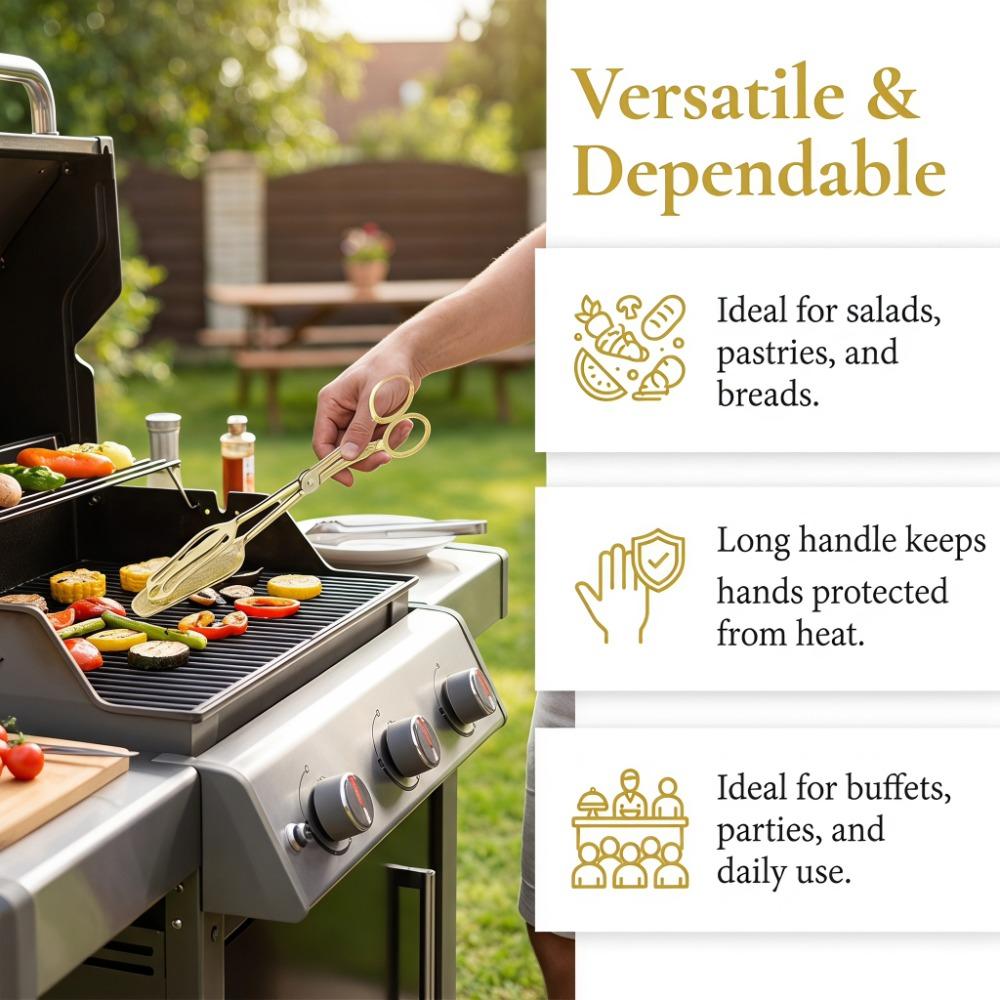 Zinc Alloy Buffet Clamps Long Handle Food Serving Tongs Lightweight Pastry Tongs  Salad Serving Sharp clamp