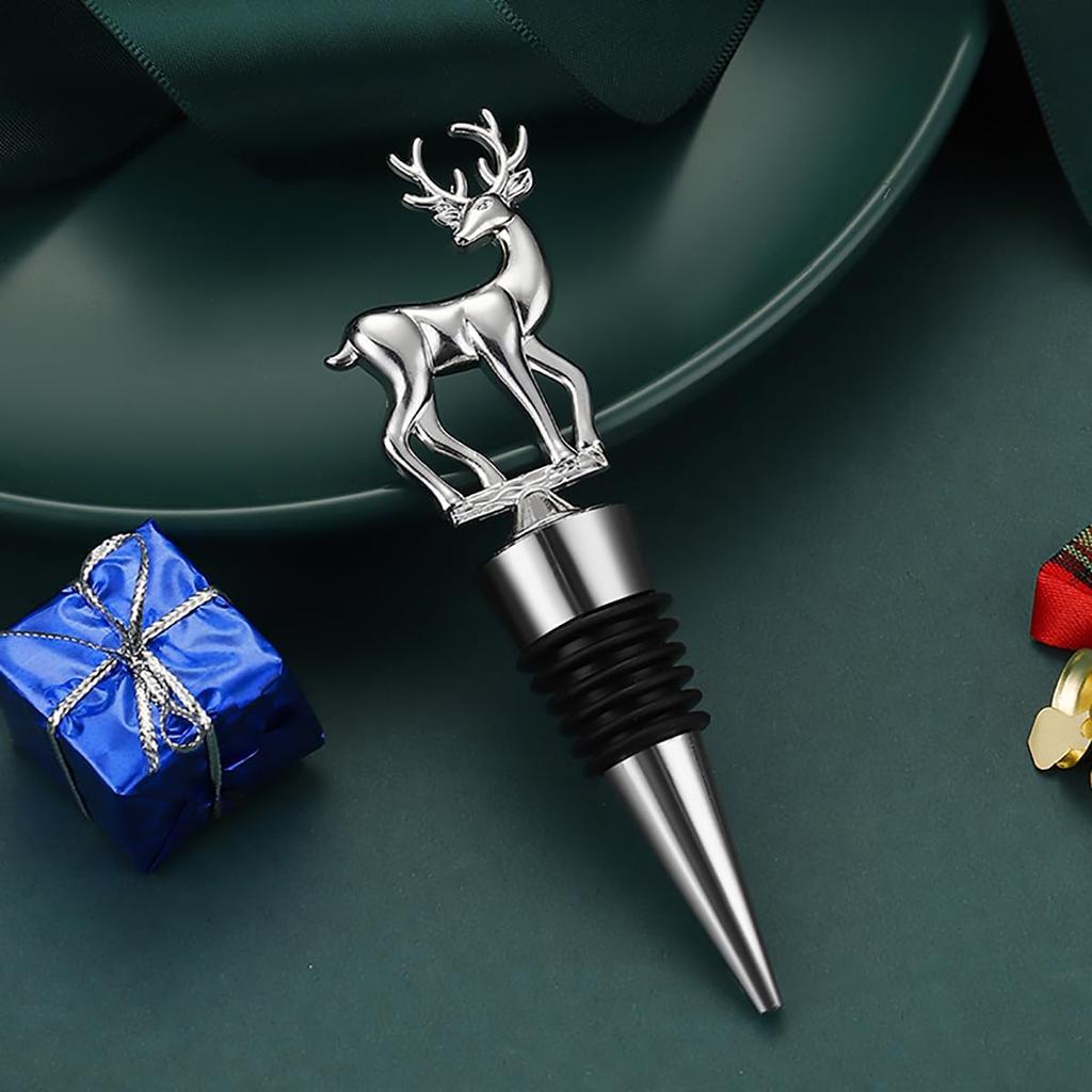 6pcs Wine Bottle Stoppers, Christmas Decorative Wine Stoppers set, Individual Package Reusable Alloy Wine Stopper Suitable for Christmas Party,