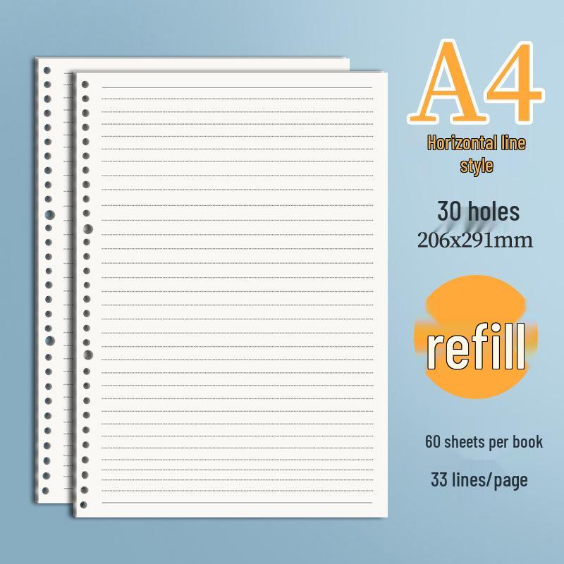 B5, A5, A4 Loose Leaf Notebook with Removable Lined/Grid Covers