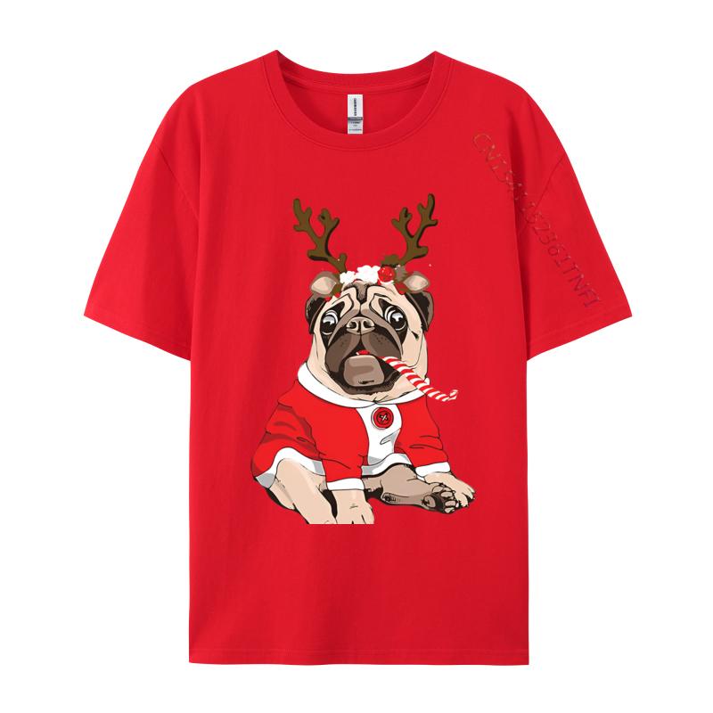 Graphic T Shirts Men Pug Deer Pug Lovers Reindeer Christmas Tshirt Soft Breathable Cotton Tops Tee 3xl Men Clothing