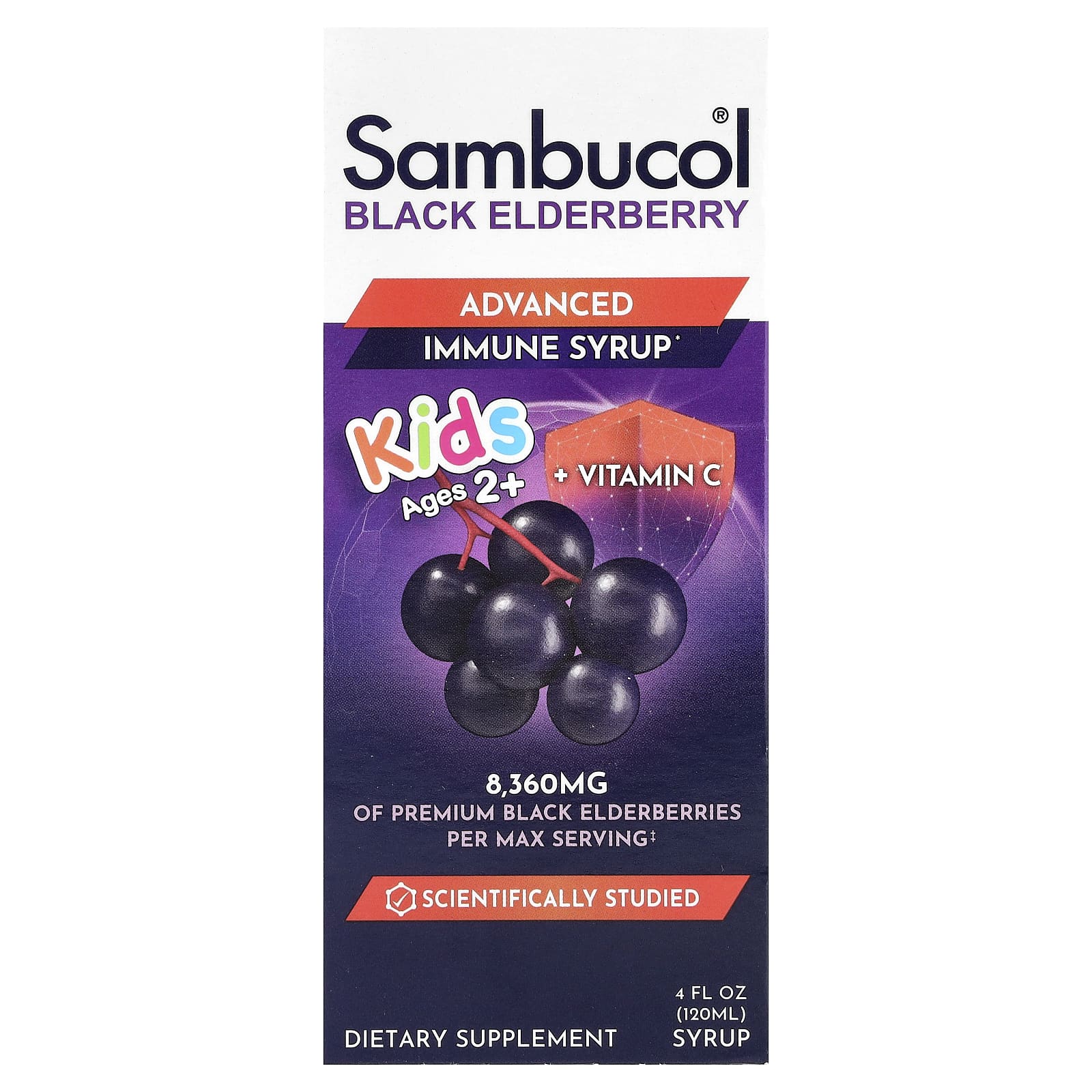

Children s, Black Elderberry, Immune Boosting Syrup, Ages 2+, Berry, 120Ml (4Fl Oz)