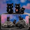 Cute Cartoon Resin Black Cat Figurine Mini Animal Ornaments Car Mounted Kids Children Toy Crafts Gift Desktop Home Decoration