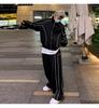 Blouson Jersey mit Reißverschluss Koreanisch Locker Plus E1230C D.IIZOO Herren Zip-Up Set, Sweatshirt, 2-teiliges Set, Sportbekleidung, Streetwear, Stil, Elegant, Lässig,