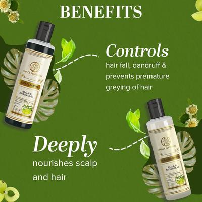 Khadi Natural Amla & Bhringraj Hair Shampoo, Anti-Dandruff Shampoo, Ayurvedic Shampoo for Hair Growth, SLS & Paraben-Free, Suitable for All Hair