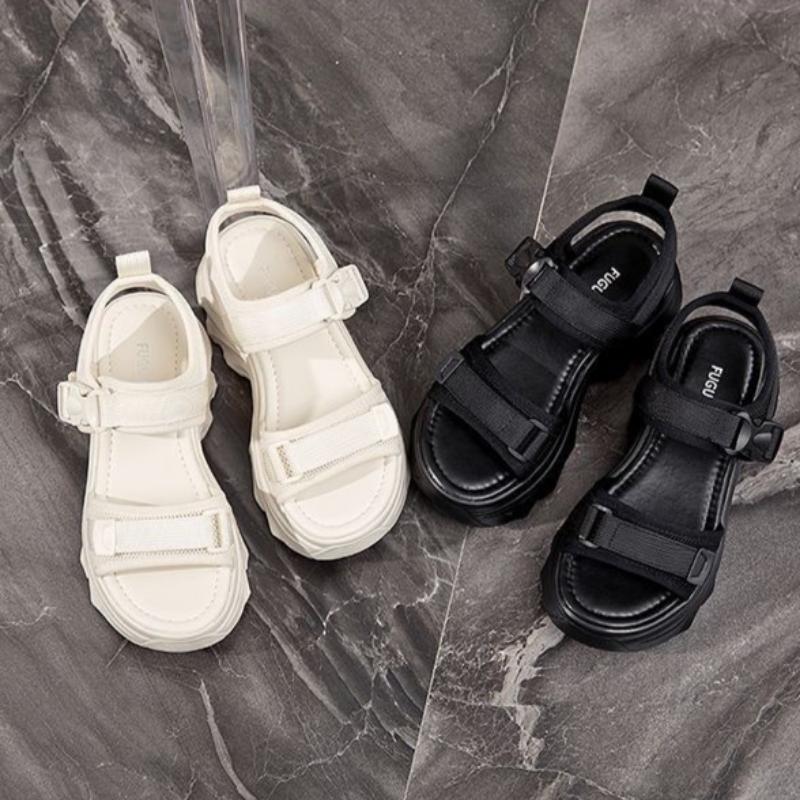 Damen Sandalen für Outdoor-Bekleidung im Sommer, Allround-Sohle, Rutschfest, Dicksohlige Plateau-Sport-Strandschuhe