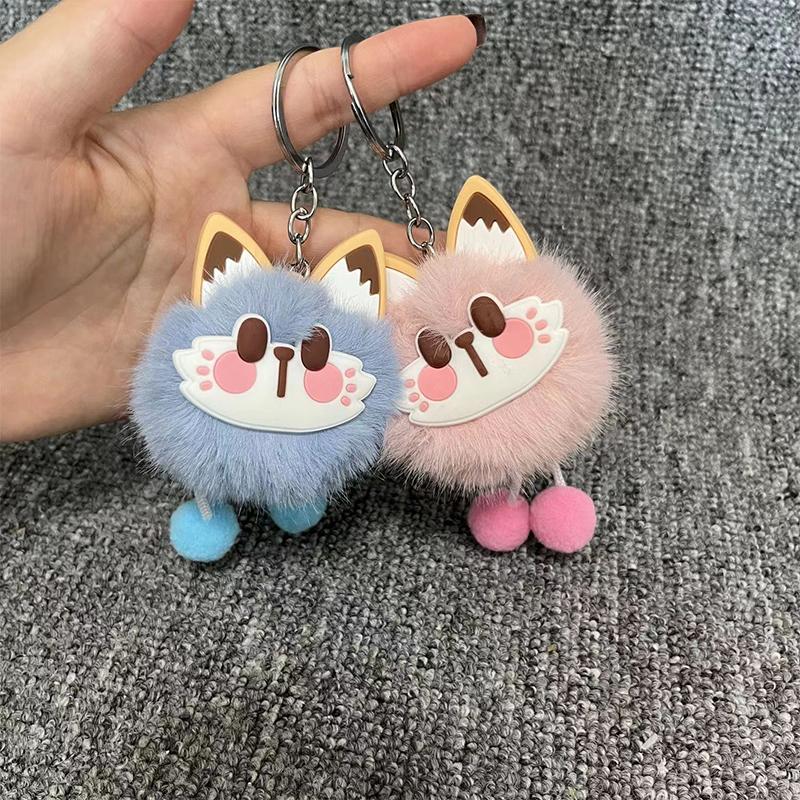 Cartoon Plush Lucky Cat Toy Keychain Cute Bag Charms Car Keyring Pendant Accessories For Women Couples Kawaii Gift