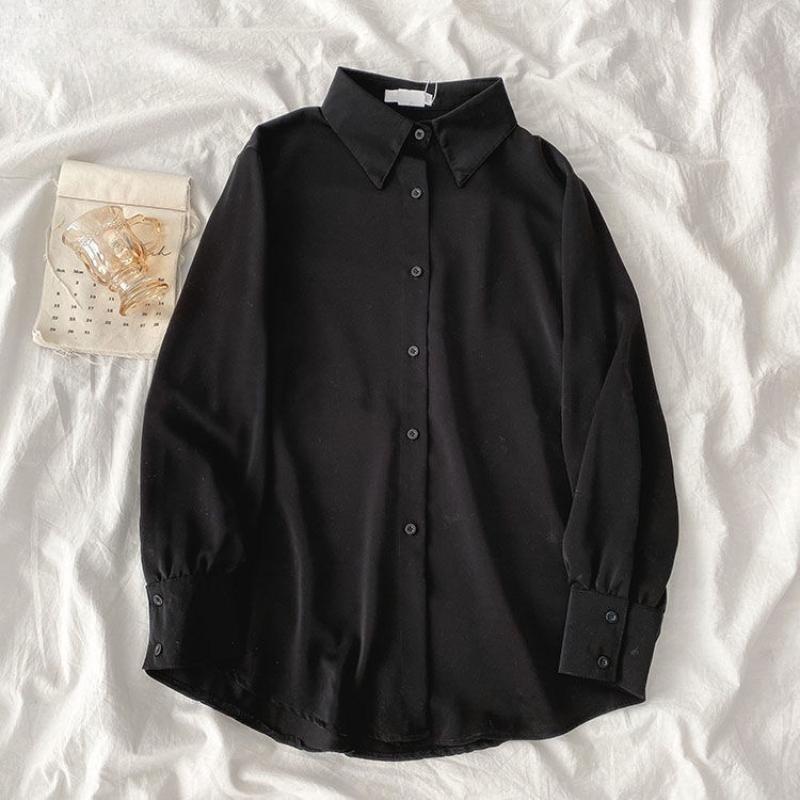Chiffon Shirt Women Classic Retro Korean Office Lady Elegant Oversized Casual Tops