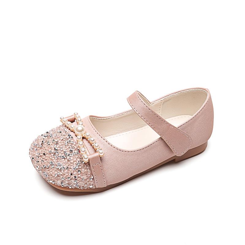 Girls' princess shoes 2025 spring and autumn rhinestone single shoes baby small leather shoes children's shoes soft sole with dress shiny