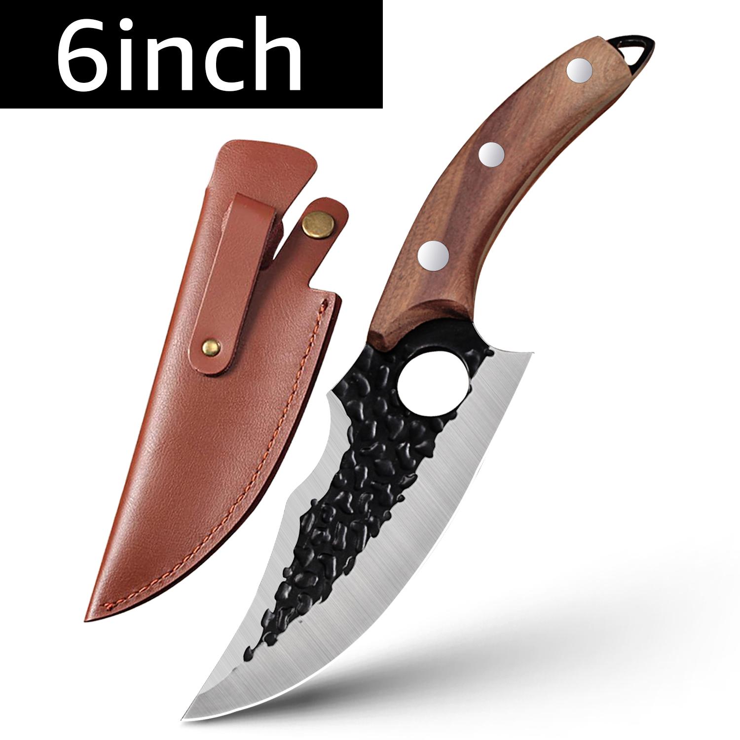 

Нож ручной работы, кованый, кухонный, из нержавеющей стали, с полным хвостовиком, мясник, нож для обвалки фруктов, рыбы, разделки мяса, топор коричневый