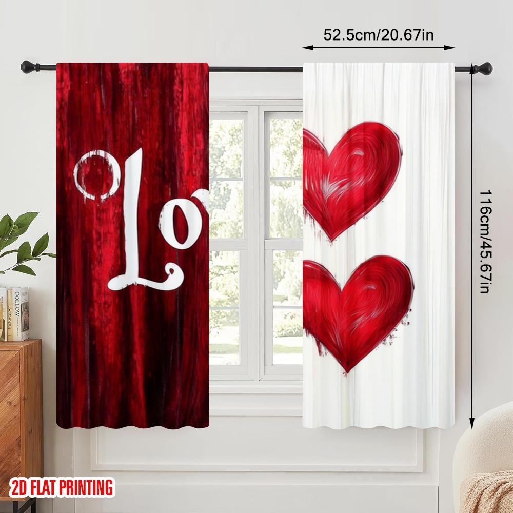 2pc  2D plane printing Curtain Fabric Love Harmony Versatile Fabric (without rod) Versatile All Perfect for Bedroom   Kitchen