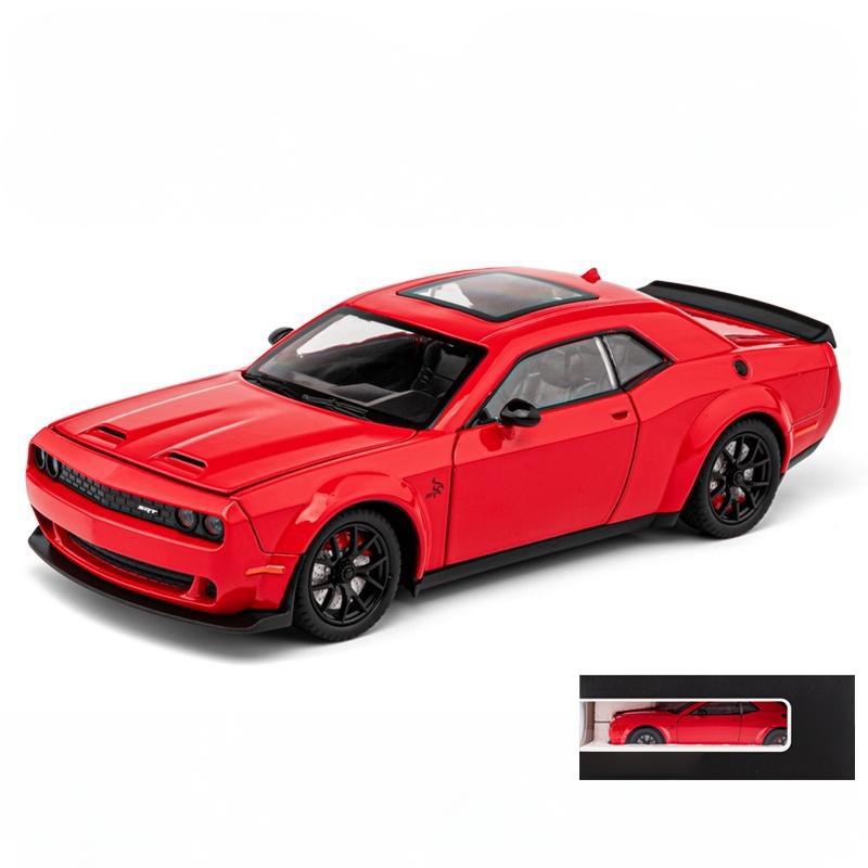 1:24 Dodge Challenger Hellcat Redeye Alloy Diecast Car Model High Simulation Ornament Toy Sound & Light Pull Back Holiday Gifts