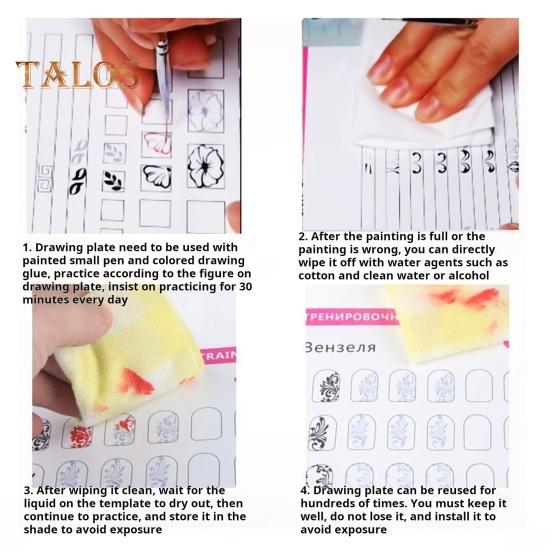 12-teiliges Nailart-Trainingsbuch, wiederverwendbares Übungsblatt für Nageldesign, für Frauen, Anfänger, Fingernagelmuster-Vorlage, Übungsbuch, Maniküre, Färben, Zeichnen