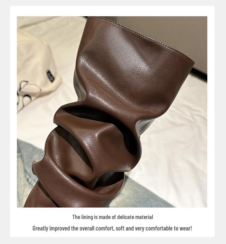 Petite Pointed Toe Over the Knee Stiletto Heel Leather Boots for Women - High Shaft Fashion Style