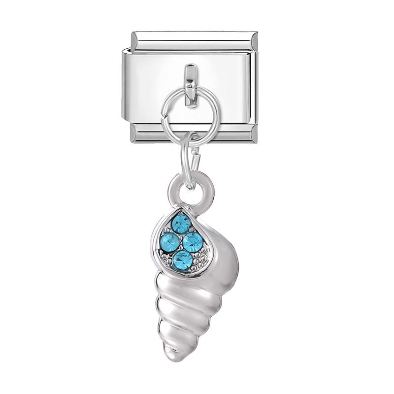 Zircon Turtle Starfish Conch Fishtail Cherry Pendant Italian Charm Links Fit 9MM Stainless Steel Bracelet Women DIY Making Gifts