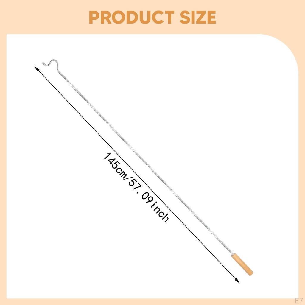 Clothing Hook Pole Closet Reacher Iron Reach Garment Clothes Hanger Reaching Rod for Home