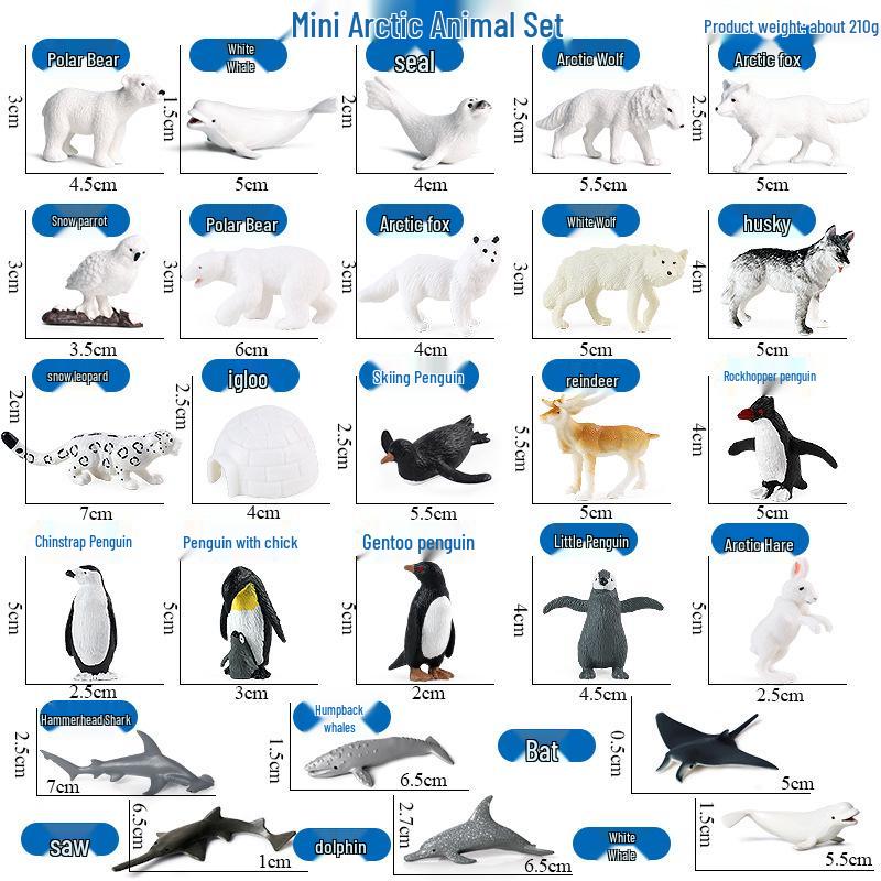 Realistic Arctic Animal Models Toys: Polar Bear, Beluga, Seal, Wolf, Snow Leopard, Penguin