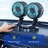 Car Dual Head Fan 360° Rotation 2 Gear Adjustable Cooling Fan for Vehicles Office Dashboard Mount USB Powered Cooler Fan