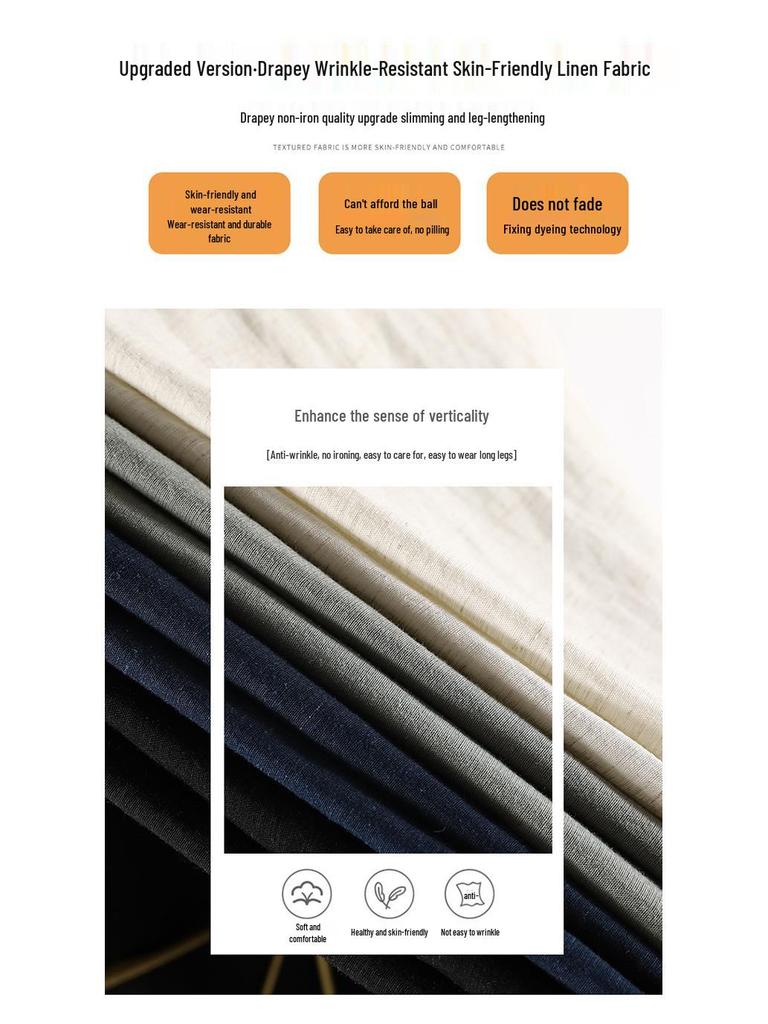 New Spring Women's High Waist Linen Wide-Leg Pants - Floor-Length Casual Yamamoto Style