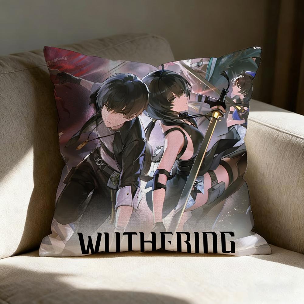 W-Wuthering W-Wavess Anime Pillow Case Pillowcase, Double-Sided Printed, Sofa Cushion, Bedroom Headboard Pillow