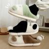 Fashion Winter Panda Color Matching Slippers Women Cartoon Cute Plush Warm Home Thick Sole Anti Slip Cotton Shoes Zapatos 2025