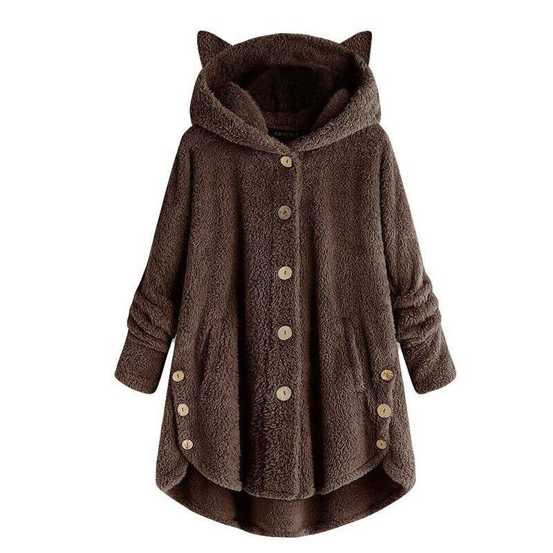 Cozy Cat Ear Women's Winter Warm Fleece Hoodie Hooded Coat For Casual Comfort