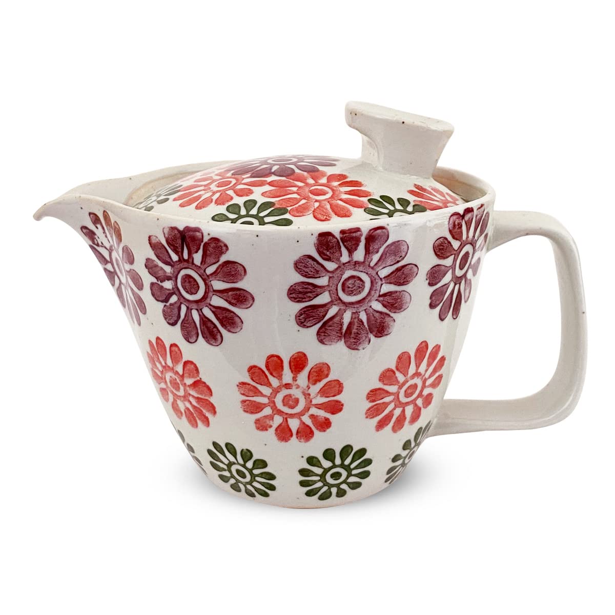 

J-kitchens Small Hasami Ware Teapot, Made in Japan, 240ml, for 1-2 people, with tea strainer, Floral Small Pattern, Red 173964