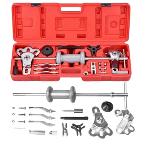 LOOKGOU 18-Piece Sliding Hammer Set for Bearing, Gear, and Shaft Removal, Hub Replacement, and Sheet Metal Work, Includes Case