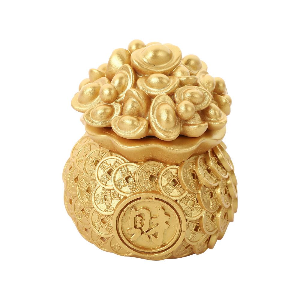 

Фэн-шуй Рог изобилия Благоприятный Фа Цай Денежное дерево Золотой слиток Мешок Удача Фортуна Талисман Праздника Весны Настольное украшение Автомобиль Дом L 11x11x15CM золотой