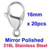 20/30/40 Waterproof 316L Stainless Steel Mirror Polished Lobster Clasps Women 9/10/11/12/13/15/16/19mm Necklace Bracelet Making