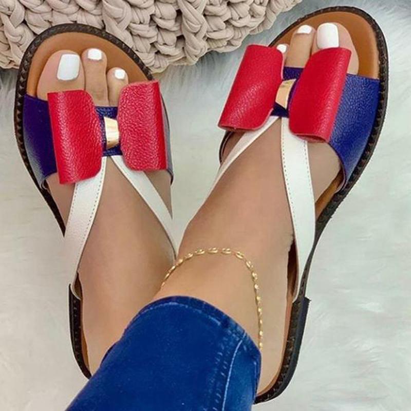 Summer Women Slippers Cute Butterfly Knot Casual Sandals Lady Slides Flats Slip On Women's Shoes Zapatillas Mujer