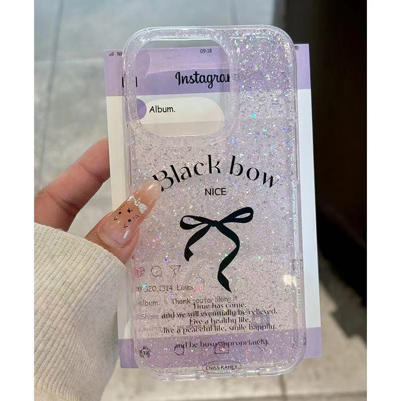 

IMD Блестящий чехол с бантиком для iPhone 15, 14 Pro, 13, 12, 11 - Японский и корейский стиль iPhone 8 Plus