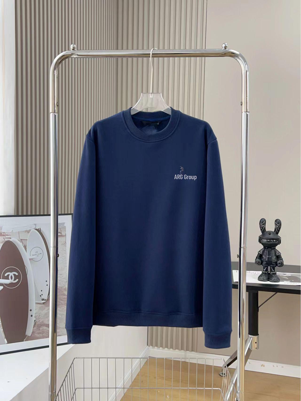 

25 New Bird House Autumn/Winter Hoodie: Men s Round Neck Casual Loose Long Sleeve Top with Plus Velvet L темно-синього кольору