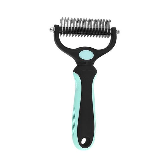 Pet Deshedding Brush Double-Sided Undercoat Rake for Dogs Cats Extra Wide Pet Shedding And Dematting Comb for Grooming