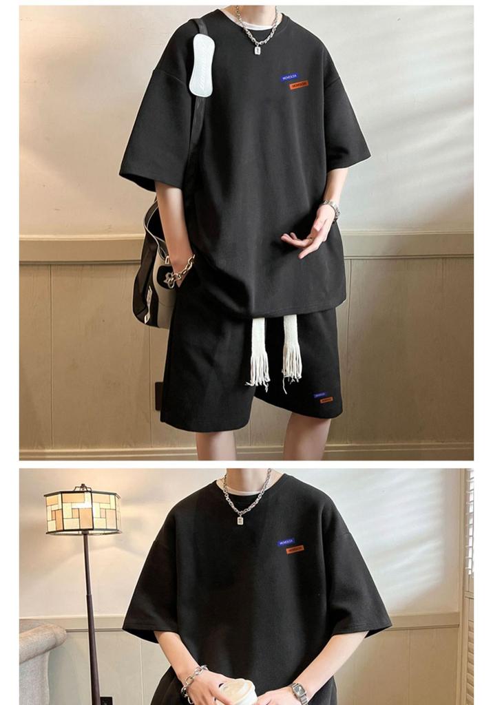 Men's Plus Size Ice Silk Waffle Two-Piece Set: Loose Short Sleeve Top & Shorts