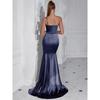 Elegant One-Shoulder Ruched Split Midi Dress Party Evening Wear Women