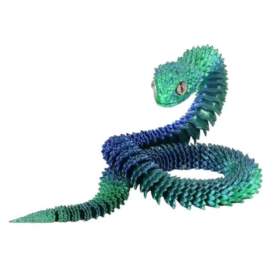 Movable Joints Snake Figurine 3D Printed Articulated Toy, Flexible Jointed Statue Figurine, Realistic Fidget Toy for Desk Decor