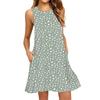 Women's Fashion Beach Dress Sleeveless Round Neck Floral Print Dress