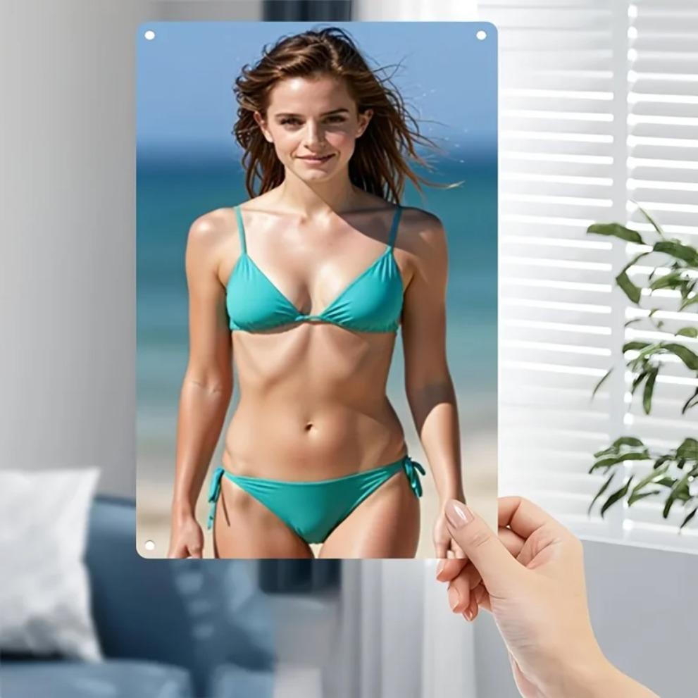 Turquoise Bikini Beach Wall Art Metal Sign Vintage Handcrafted Iron Decor for Home Bar Cafe Unique Christmas Gift