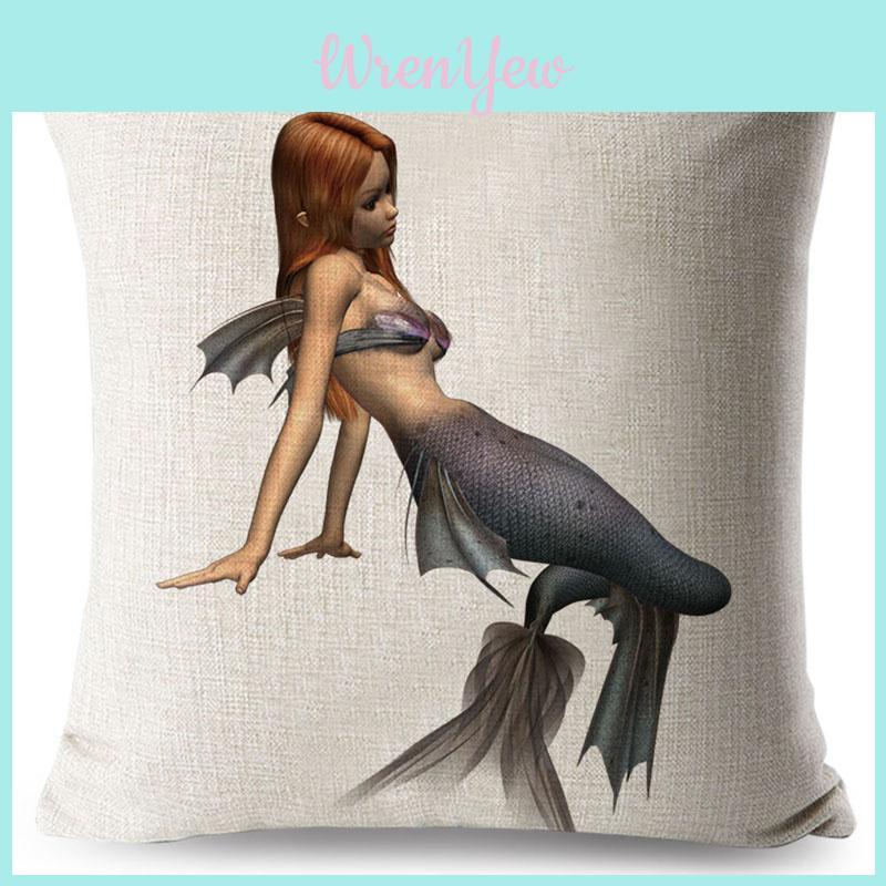Luxurious Anime Cartoon Mermaid Pillow Cover For A Chic Sofa Living Square Pillow Case