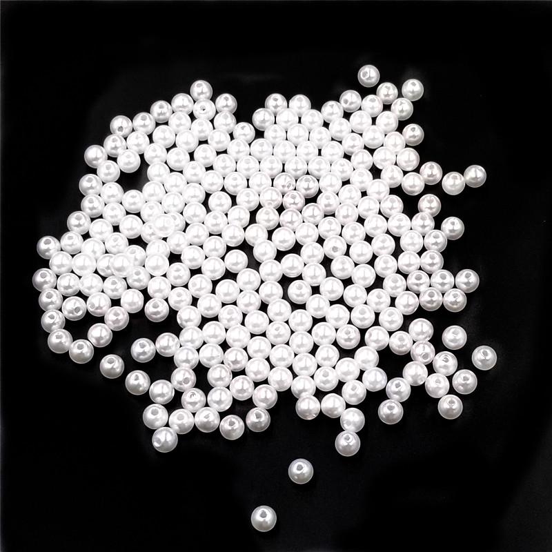Straight-Hole White Imitation Pearl Beads, Shoe, Bag, Clothing Decoration Accessories,DIY Handmade Bead Jewelry Materials