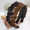 Yousheng Wig Headband Anti-Slip Tooth Design Fluffy Fishbone Braid Texture Hair Hoop Artificial Hair Decor Women Headband Hair