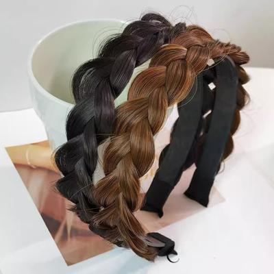 Yousheng Wig Headband Anti-Slip Tooth Design Fluffy Fishbone Braid Texture Hair Hoop Artificial Hair Decor Women Headband Hair