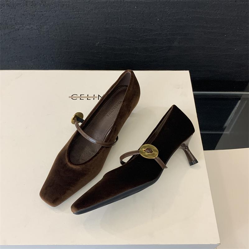 

Дизайнерские винтажные женские туфли-лодочки с квадратным носком, модные туфли-лодочки на плоской подошве, весна-осень, вечерние туфли 38 кофейный