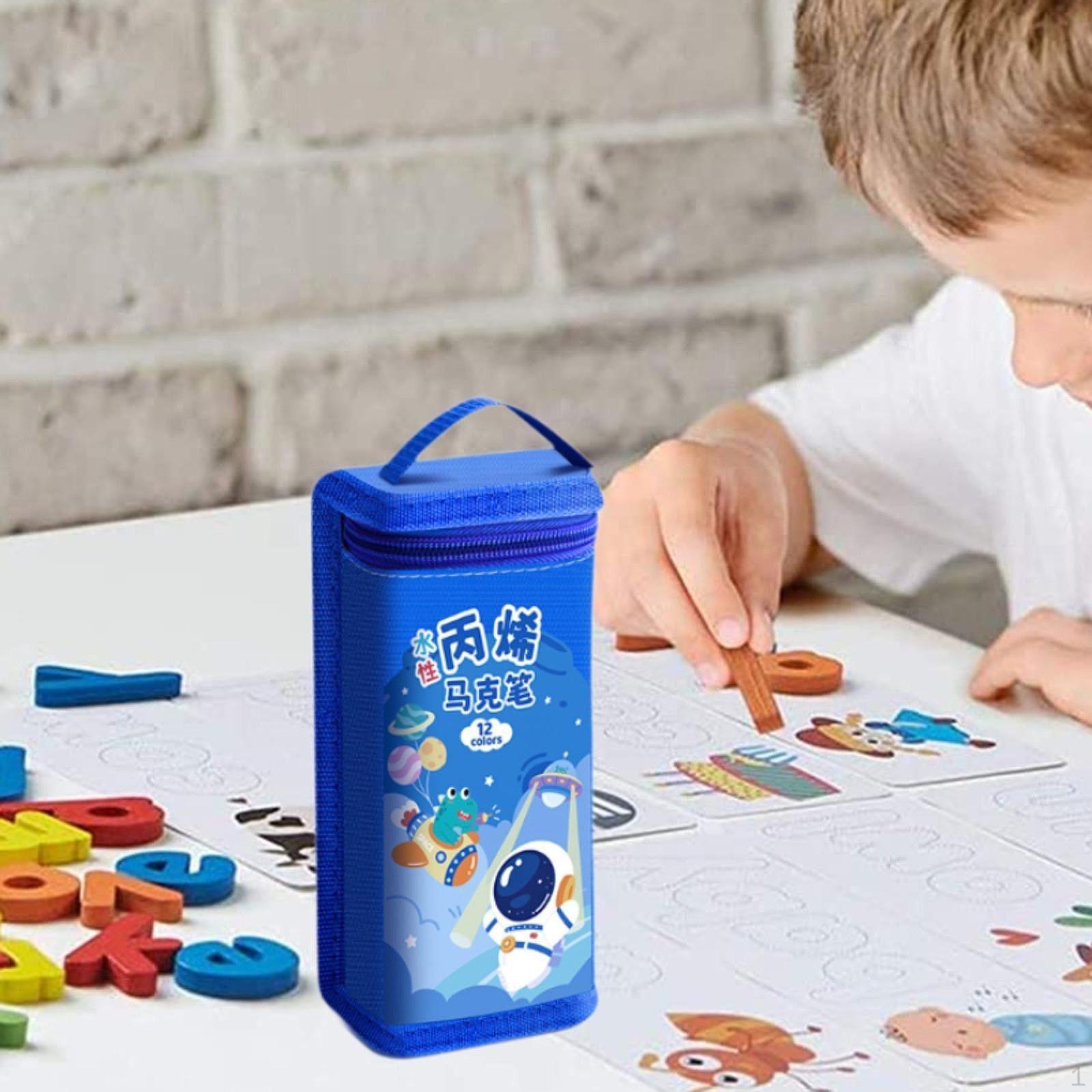 

Акриловые краски маркеры ручки художественные принадлежности с сумкой для переноски рисунок для кружек 12 Color and Blue