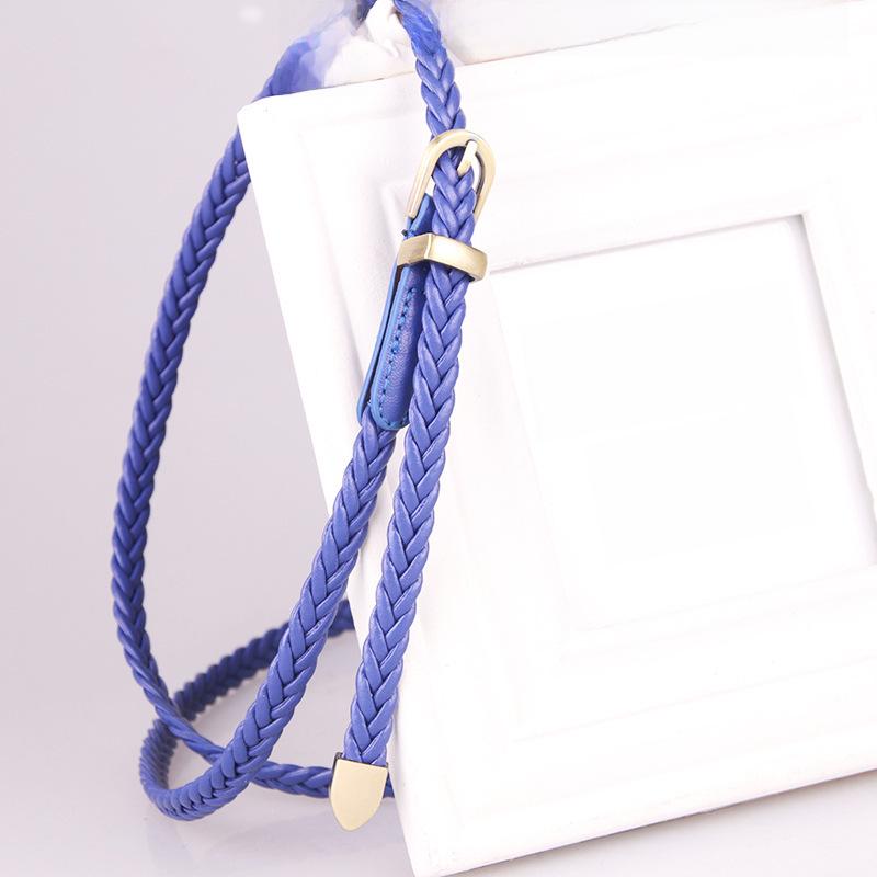 New Hand-Woven Women's Pin Buckle Thin Belt