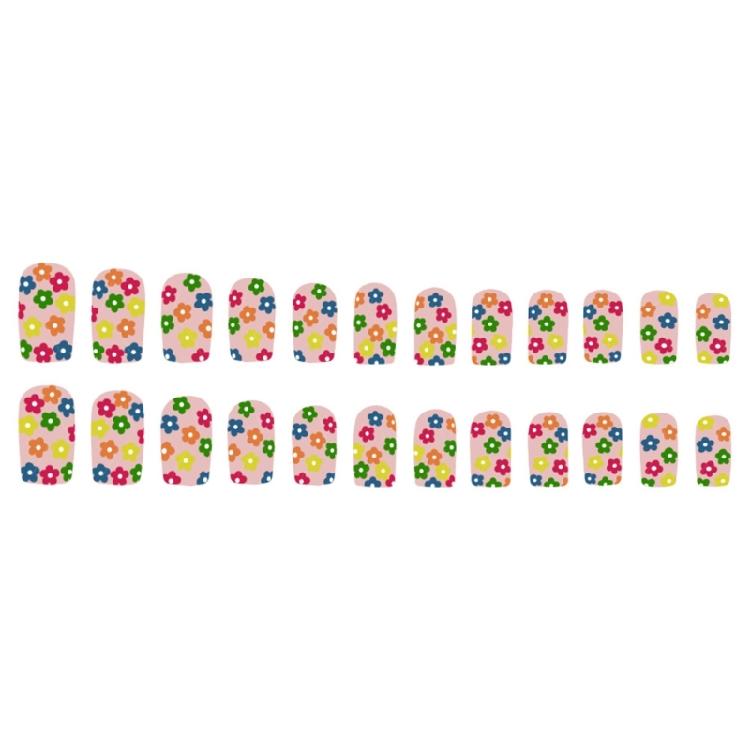 Square Nail Tips Flower Fake Nail Glues On Nail Stick On Nail Press On Nail Artificial False Nail for Womens and Girls
