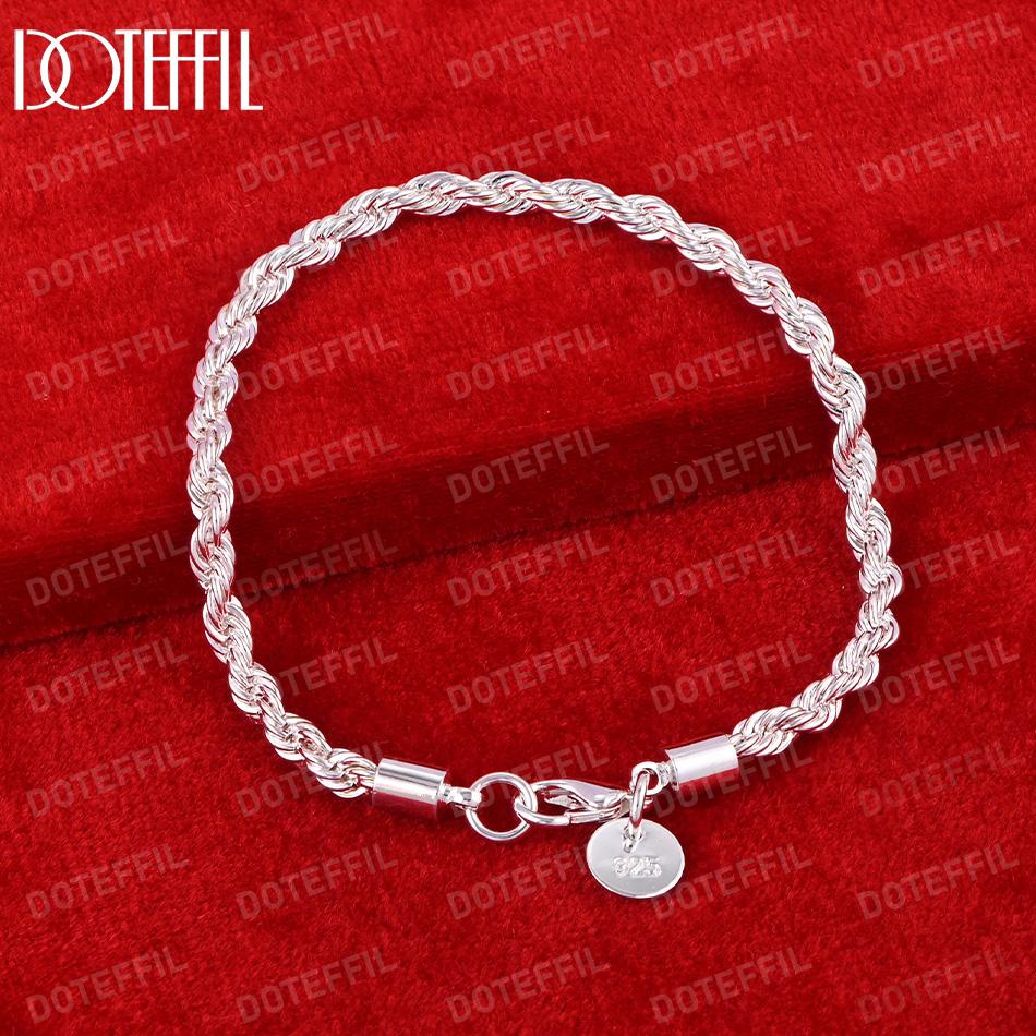 925 Sterling Silver 4mm Water Wave Chain Bracelet Fashionable Wedding Jewelry